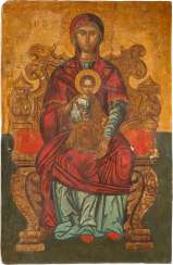 A MONUMENTAL ICON WITH THE ENTHRONED MOTHER OF GOD (MATERNITY) A MONUMENTAL ICON WITH THE ENTHRONED MOTHER OF GOD (MATERNITY)
