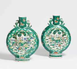 Pair of lunar bottles with scholars Pair of lunar bottles with scholars