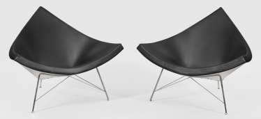Paar Coconut-Chairs von George Nelson Paar Coconut-Chairs von George Nelson