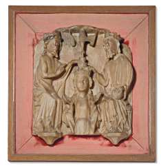 RELIEF EN ALBÂTRE SCULPTÉ REPRÉSENTANT LE COURONNEMENT DE LA... RELIEF EN ALBÂTRE SCULPTÉ REPRÉSENTANT LE COURONNEMENT DE LA...