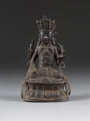 A SEATED BUDDHA ON DOUBLE LOTUS A SEATED BUDDHA ON DOUBLE LOTUS