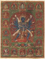 AN IMPORTANT IMPERIAL PAINTING OF CHAKRASAMVARA AN IMPORTANT IMPERIAL PAINTING OF CHAKRASAMVARA