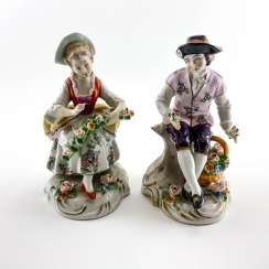 Pair of porcelain figurines florists, Germany, Sitzendorf, perfect condition, handmade Pair of porcelain figurines florists, Germany, Sitzendorf, perfect condition, handmade