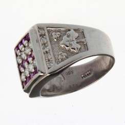 Un anneau serti de diamants et saphirs Un anneau serti de diamants et saphirs