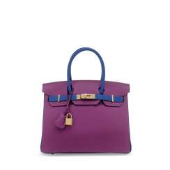 A CUSTOM ANÉMONE & BLEU ÉLECTRIQUE TOGO LEATHER BIRKIN 30 WITH PERMABRASS HARDWARE A CUSTOM ANÉMONE & BLEU ÉLECTRIQUE TOGO LEATHER BIRKIN 30 WITH PERMABRASS HARDWARE