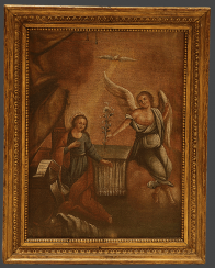 Icon on the canvas. “The Annunciation!. Icon on the canvas. “The Annunciation!.