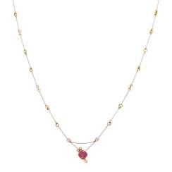 Collier mit 1 pinkfarben Saphir, ca. 1,6 ct, Collier mit 1 pinkfarben Saphir, ca. 1,6 ct,