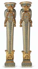 A PAIR OF LATE LOUIS XV BLUE, GREY-PAINTED AND PARCEL-GILT P... A PAIR OF LATE LOUIS XV BLUE, GREY-PAINTED AND PARCEL-GILT P...