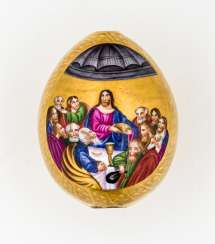 Porcelain Easter egg with a depiction of the Porcelain Easter egg with a depiction of the