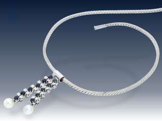 Kette: Saphir/Diamant-Collier, Goldschmiedearbeit, vermutlich um 1980 Kette: Saphir/Diamant-Collier, Goldschmiedearbeit, vermutlich um 1980