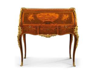 A FRENCH ORMOLU-MOUNTED ROSEWOOD, KINGWOOD, TULIPWOOD AND FRUITWOOD MARQUETRY BUREAU A CYLINDRE A FRENCH ORMOLU-MOUNTED ROSEWOOD, KINGWOOD, TULIPWOOD AND FRUITWOOD MARQUETRY BUREAU A CYLINDRE
