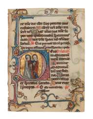 VISITATION, initiale ‘D’ historiée sur un feuillet provenant... VISITATION, initiale ‘D’ historiée sur un feuillet provenant...