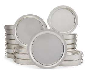 A SET OF TWENTY ENGLISH SHEFFIELD-PLATED DISH WARMERS A SET OF TWENTY ENGLISH SHEFFIELD-PLATED DISH WARMERS