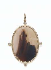 PENDENTIF AGATE ET DIAMANTS DE COULEUR PENDENTIF AGATE ET DIAMANTS DE COULEUR