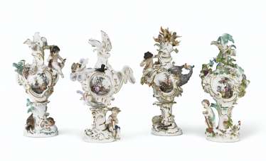 A SET OF FOUR MEISSEN PORCELAIN FIGURAL VASES EMBLEMATIC OF ... A SET OF FOUR MEISSEN PORCELAIN FIGURAL VASES EMBLEMATIC OF ...