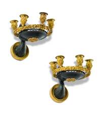 A PAIR OF EMPIRE ORMOLU AND PATINATED-BRONZE FIVE-LIGHT WALL-LIGHTS A PAIR OF EMPIRE ORMOLU AND PATINATED-BRONZE FIVE-LIGHT WALL-LIGHTS