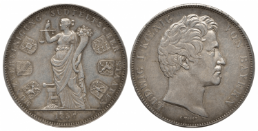 БАВАРИЯ 2 ТАЛЕРА 1837 МОНЕТНЫЙ СОЮЗ ШЕСТИ БАВАРИЯ 2 ТАЛЕРА 1837 МОНЕТНЫЙ СОЮЗ ШЕСТИ