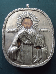 pectoral icon of St. Nicholas silver pectoral icon of St. Nicholas silver