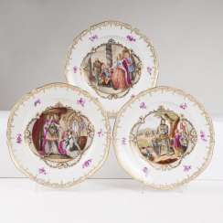 Rare set of 12 plates, with history painting 'Ludwig of Brandenburg' Rare set of 12 plates, with history painting 'Ludwig of Brandenburg'
