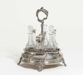 Large silver and crystal glass cruet set style Rococo Large silver and crystal glass cruet set style Rococo
