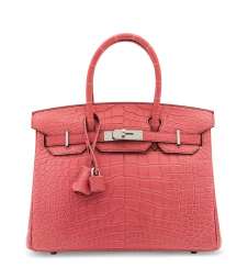 A MATTE BOUGAINVILLIER ALLIGATOR BIRKIN 30 WITH PALLADIUM HA... A MATTE BOUGAINVILLIER ALLIGATOR BIRKIN 30 WITH PALLADIUM HA...