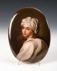 Porcelain painting: girl portrait, antique KPM Berlin. Porcelain painting: girl portrait, antique KPM Berlin.