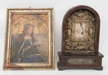 DEVOTIONAL SHRINE OF ST. JOHN AND A COPY OF THE GHENT ALTARPIECE, 19./20. Century DEVOTIONAL SHRINE OF ST. JOHN AND A COPY OF THE GHENT ALTARPIECE, 19./20. Century