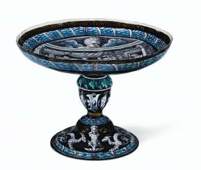 A LIMOGES ENAMEL TAZZA A LIMOGES ENAMEL TAZZA