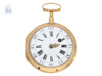 Pocket watch: extraordinary, large Gold-Spindeluhr with Repetition a toc et a tact, Jean & Michel Vieussieux a Geneve, CA. 1750 Pocket watch: extraordinary, large Gold-Spindeluhr with Repetition a toc et a tact, Jean & Michel Vieussieux a Geneve, CA. 1750