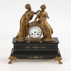 Mantel clock with female figure pair of Mantel clock with female figure pair of