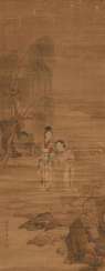 Cui Zizhong (1574 - 1644). Elegant lady in the company during a walk in the spring Cui Zizhong (1574 - 1644). Elegant lady in the company during a walk in the spring