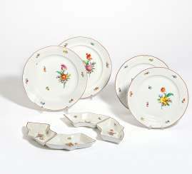42 pieces from a service with floral decoration and basket rim 42 pieces from a service with floral decoration and basket rim