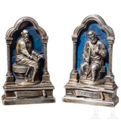 A pair of holy figures of the apostles James and Matthew, silver and lapis lazuli, Italy, 17th century A pair of holy figures of the apostles James and Matthew, silver and lapis lazuli, Italy, 17th century