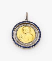 Diamond-sapphire pendant with a half-length portrait of a young South American woman, around 1913 Diamond-sapphire pendant with a half-length portrait of a young South American woman, around 1913