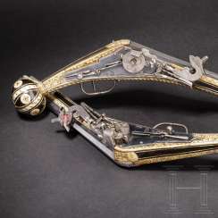 Two very similar crafted wheel-lock pistols buffer, South German, late 16. Century Two very similar crafted wheel-lock pistols buffer, South German, late 16. Century