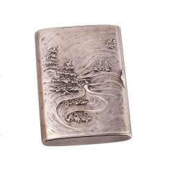 Russian silver cigarette case. Faberge Russian silver cigarette case. Faberge