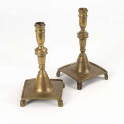 Pair of Baroque-style bronze candlesticks Pair of Baroque-style bronze candlesticks