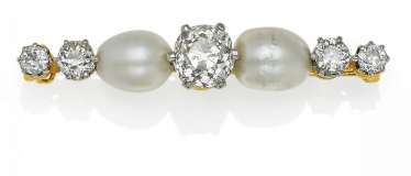 Naturperl-Diamant-Brosche. Naturperl-Diamant-Brosche.