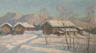 Post Impressionist German Snowscape With Soft Golden Light Post Impressionist German Snowscape With Soft Golden Light