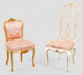 Two Boudoir chairs in the Rococo style Two Boudoir chairs in the Rococo style