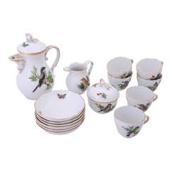 MEISSEN, mocha service for 6 people 'bird painting', 20. Century. MEISSEN, mocha service for 6 people 'bird painting', 20. Century.