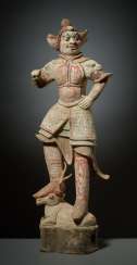 BIG, A DEER STANDING GUARDIAN FIGURE, WITH ORIGINAL PAINT BIG, A DEER STANDING GUARDIAN FIGURE, WITH ORIGINAL PAINT
