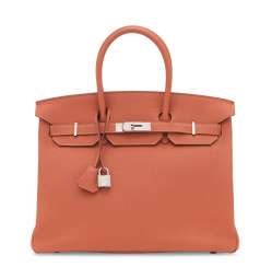 A ROSY TOGO LEATHER BIRKIN 35 WITH PALLADIUM HARDWARE A ROSY TOGO LEATHER BIRKIN 35 WITH PALLADIUM HARDWARE