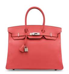 A FLAMINGO EPSOM LEATHER BIRKIN 35 WITH PALLADIUM HARDWARE A FLAMINGO EPSOM LEATHER BIRKIN 35 WITH PALLADIUM HARDWARE