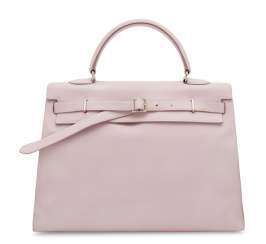 A ROSE DRAGÉE SWIFT LEATHER KELLY FLAT 35 WITH PALLADIUM HAR... A ROSE DRAGÉE SWIFT LEATHER KELLY FLAT 35 WITH PALLADIUM HAR...