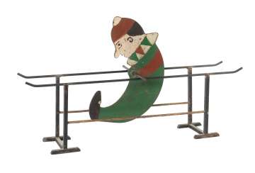 Break fidget around 1920, clown figure on bullion, metal, painted, bullion L Break fidget around 1920, clown figure on bullion, metal, painted, bullion L