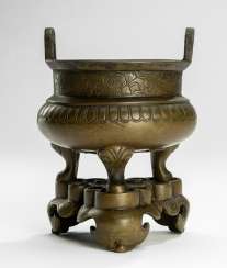 Incense burners of the type 'thing' on the associated Stand Bronze Incense burners of the type 'thing' on the associated Stand Bronze