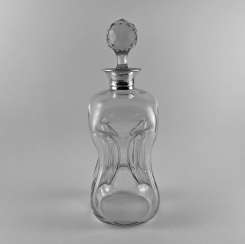 Antique carafe, decanter, bottle, England, Crystal, Silver, 1942, handmade Antique carafe, decanter, bottle, England, Crystal, Silver, 1942, handmade