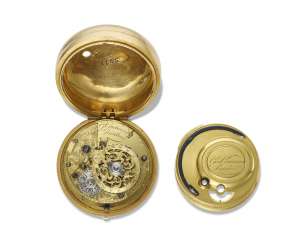 GEORGE GRAHAM, 18K GOLD OPENFACE PAIR CASED KEYWOUND CYLINDER WATCH GEORGE GRAHAM, 18K GOLD OPENFACE PAIR CASED KEYWOUND CYLINDER WATCH