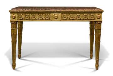AN ITALIAN NEOCLASSICAL GILTWOOD CONSOLE TABLE AN ITALIAN NEOCLASSICAL GILTWOOD CONSOLE TABLE